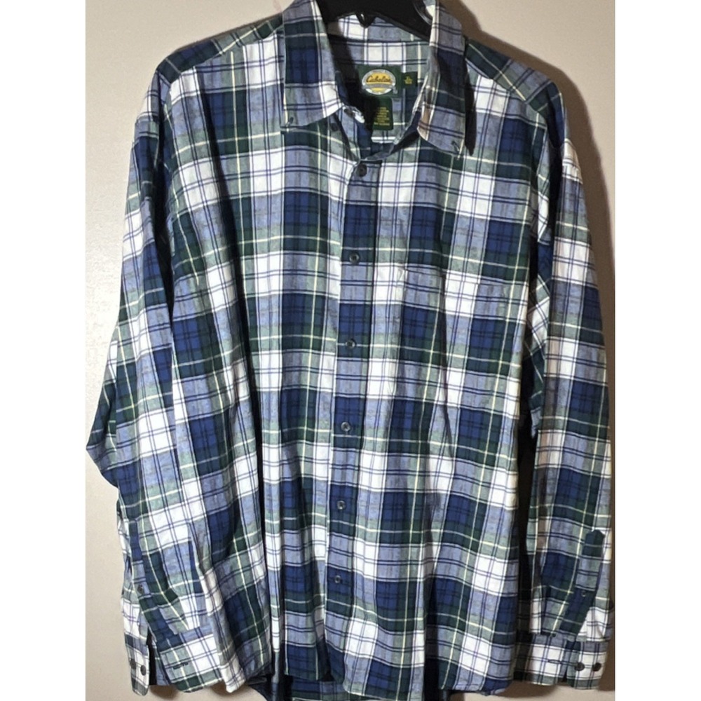 Cabela's Outdoor Gear Men's XL Long Sleeve Plaid Flannel Shirt Blue Green